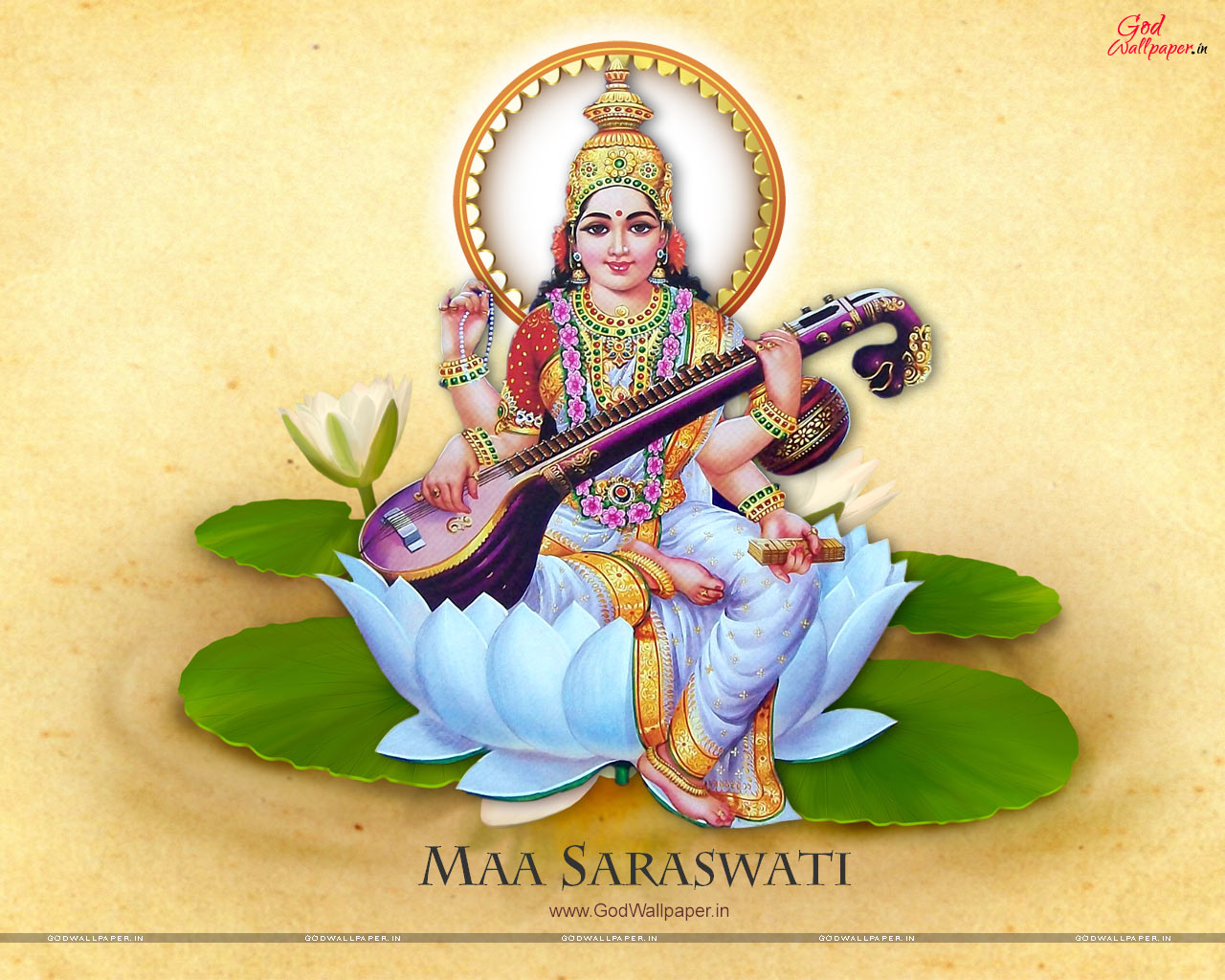 Maa Saraswati Full Size HD Wallpaper Download