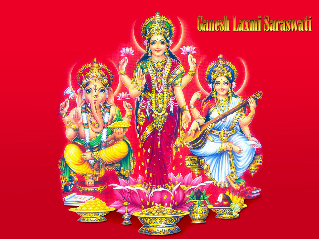 Laxmi Ganesh Saraswati Wallpaper for Desktop Download
